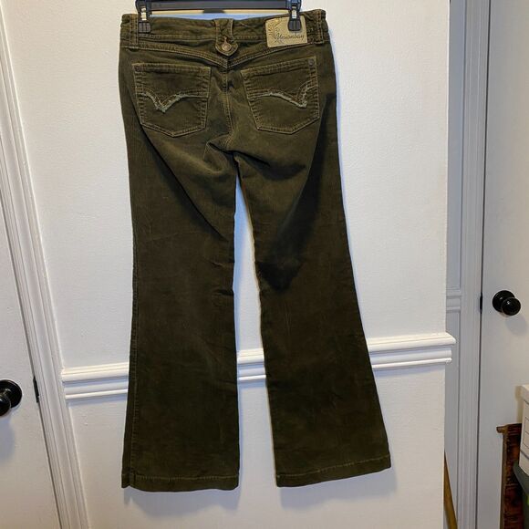 Vintage Y2K Olive Corduroy Bootcut Pants Stretch Flare Retro Fall Streetwear 5 - Picture 3 of 13